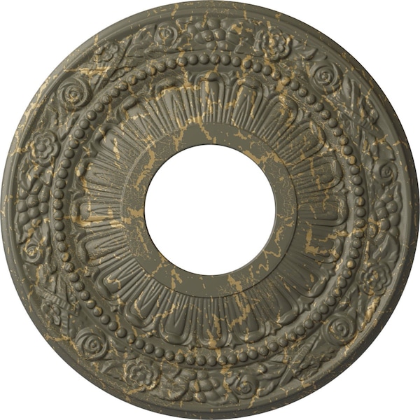 Ekena Millwork Nadia Ceiling Medallion (Canopies up to 4 7/8"), 12 1/8"OD x 3 5/8"ID x 7/8"P, Witch Hazel Crackle CM12NAWHC - main